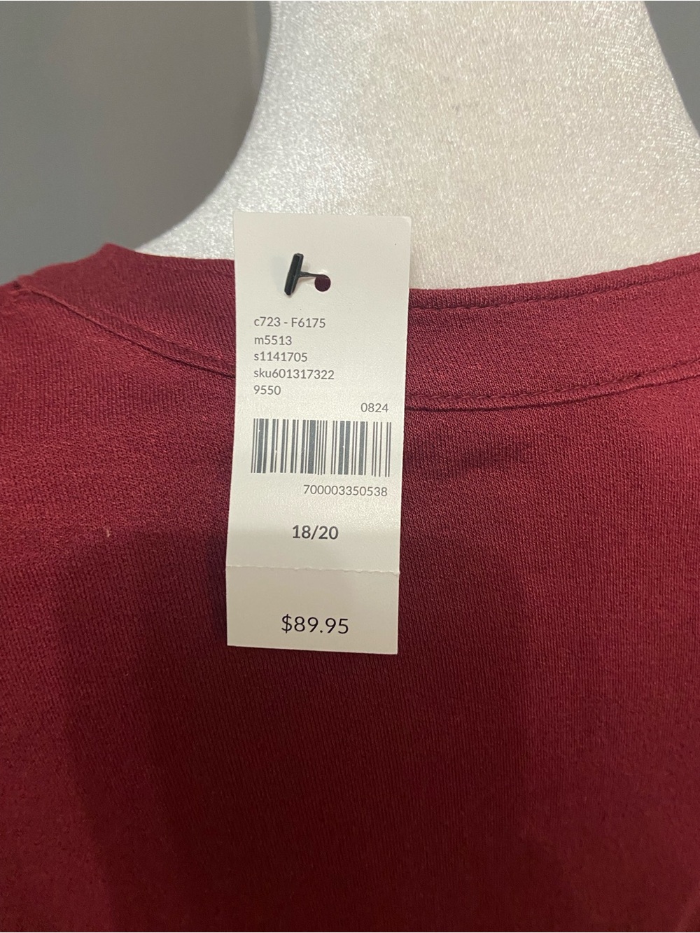 NWT Lane Bryant Plus Size 18/20 Burgundy Tiered MIDI Dress W/Tie Waist & Pockets - Picture 8 of 17